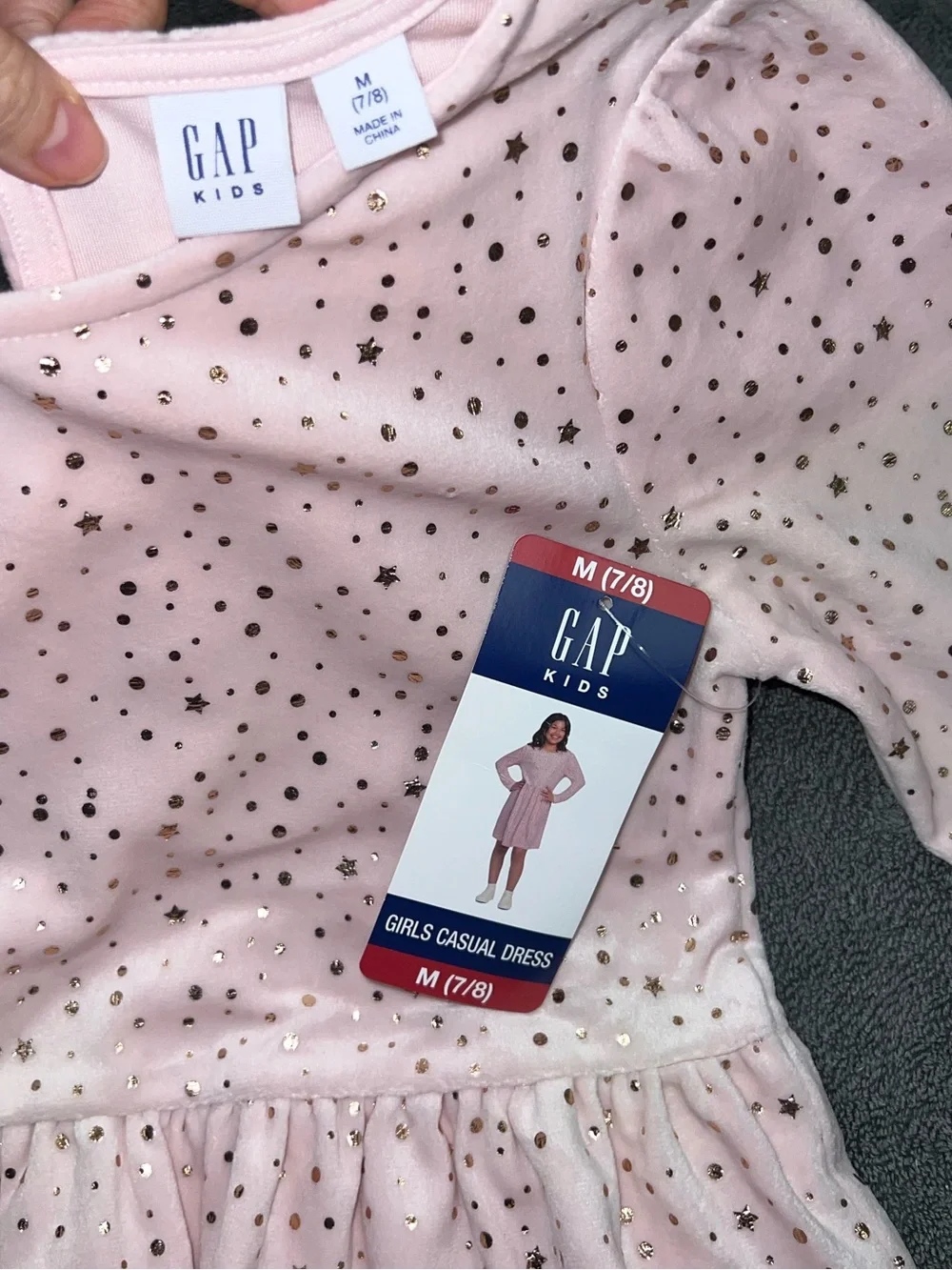 GAP Light Pink Eyelet Long Sleeve Dress Size Medium (7/8)